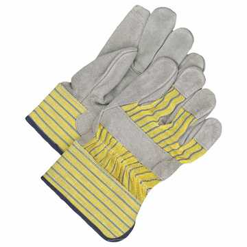 Ajusteur, gants en cuir, grand, bleu/jaune, support en coton