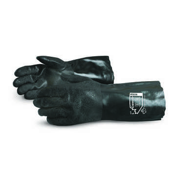 Safety Gloves, Large, Black, PVC