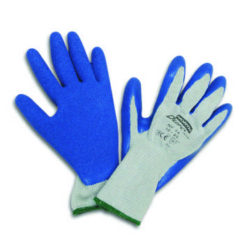 General Purpose Gloves, XL, Rubber, Gray Knit/Blue Glove, Knit, Cotton Knit