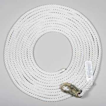 Vertical Lifeline, 50 ft lg, White, Poly/Pyp