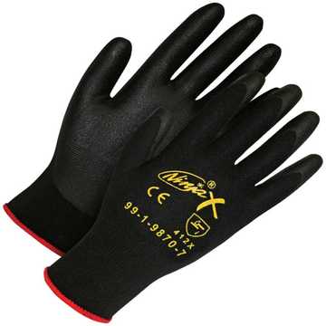 Gloves Coated, Black, 15 Ga Nylon Backing