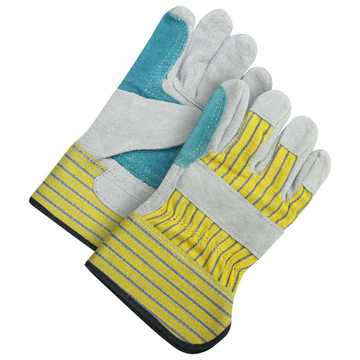Gloves Fitter, Standard Grade, Leather, Yellow/gray, Cotton/canvas Backing