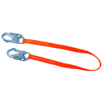 Longe de positionnement fixe, capacité de 310 lb, 6 pied lg, 1 jambe, orange, bouton-pression