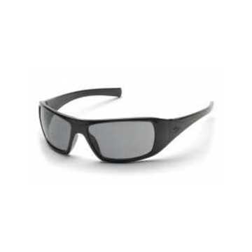 Safety Glasses, 131 mm wd, 163.5 mm lg, 2.3 mm thk, Medium, Polarized, Gray, Full Frame, Black