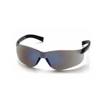 Dark Tinted Safety Glasses, 128 mm wd, 144 mm lg, 2.3 mm thk, Medium, Anti-Scratch, Blue Mirror, Frameless, Blue