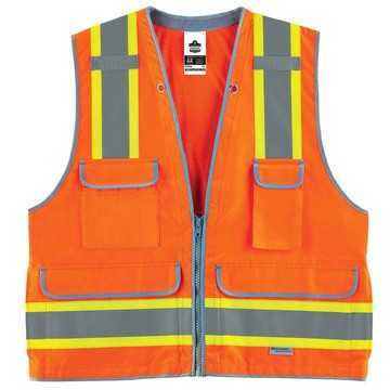 Safety Vest High Visibility Tear-away, Orange, Tricot Polyester, Class 2