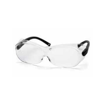 Safety Glasses, 49 mm wd, 151 mm lg, 2.03 mm thk, Anti-Scratch, Clear, Frameless, Black