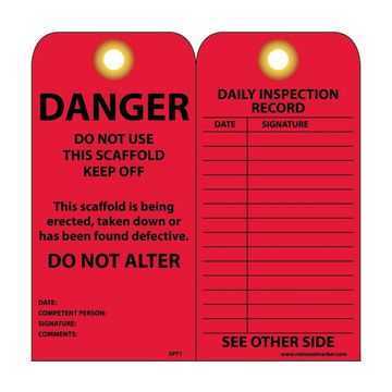 Tag Laminated Scaffold, 8 In Ht, 3.25 In Wd, Red, Synthetic