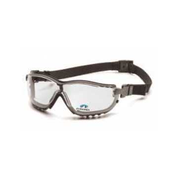 Safety Glasses, 143 mm wd, 81 mm lg, 2.1 mm thk, H2X Anti-Fog, Clear, Vented Frame, Black