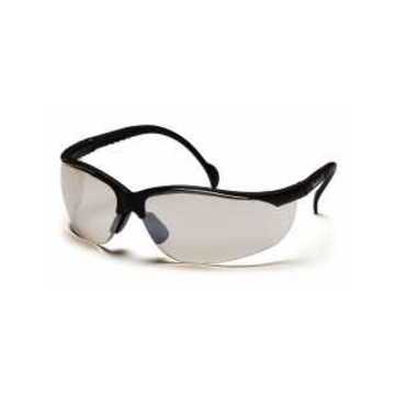 Safety Glasses, 142 mm wd, 150 to 163 mm lg, 2.2 mm thk, Anti-Fog, Scratch-Resistant, I/O Mirror, Half Frame, Black