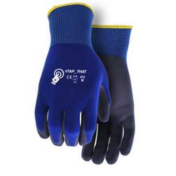 Gants enduits, paume en mousse de nitrile, bleu, sans couture, nylon