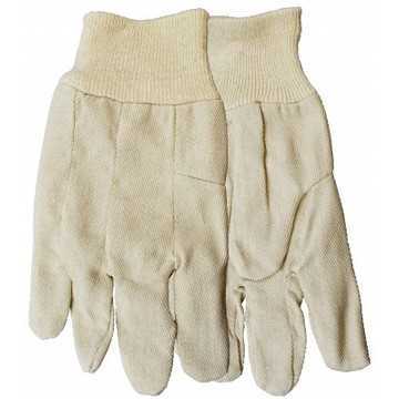 Gants pour hommes, L, paume en coton, blanc, coupe ajustée, toile de coton