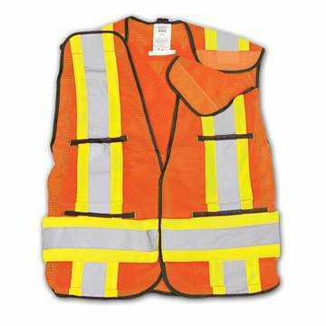 High Visibility Safety Vest, XL, Yellow/Green, Polyester Tricot, Class 2 Type P and R, 42 in Chest