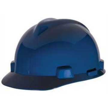 Slotted Hard Hat, Blue, Polyethylene, Ratchet, Class E
