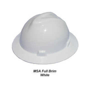 Hard Hat Full Brim, White, Polycarbonate, Ratchet, Class E