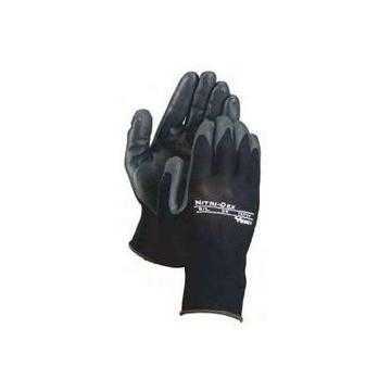 Heavy Duty Work Gloves, Nitrile Palm, Black, Seamless, Polyester