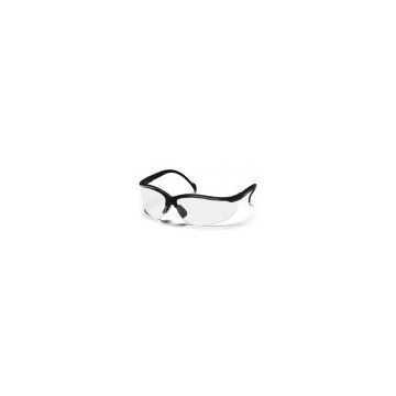 Safety Glasses, 142 mm wd, 150 to 163 mm lg, 2.2 mm thk, Anti-Scratch, Clear, Half Frame, Black