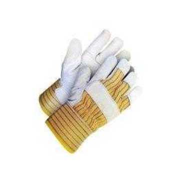 Ajusteur, gants en cuir, taille unique, rayure bleue/jaune, support en coton