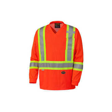 T-shirt Safety Traffic, femmes, grand, orange haute visibilité, micro filet