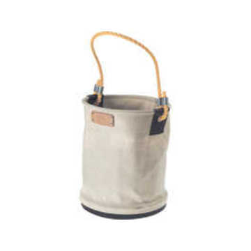 2-Compartment Bucket, 11 in dia, 16 in ht, Canvas, Plastic Bottom, Beige, 100 lbs, 1 Pocket