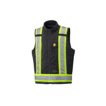 Gilet de sécurité haute visibilité, S/M, noir, tricot 100 % polyester, classe 1 type O, 38-40 pouce de poitrine