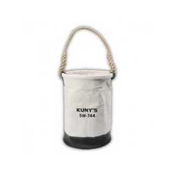 Leather Bottom Utility Bucket, 10-1/2 in id, 16 in dp, Heavy-Duty Canvas, White, 150 lbs
