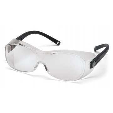 Safety Glasses, Scratch-Resistant, Clear, Frameless, Black