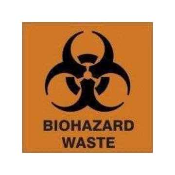Waste Label, 6 in wd, 6 in ht, Adhesive Poly Sheet
