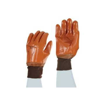 Gants résistants, No. 10, paume en PVC, marron