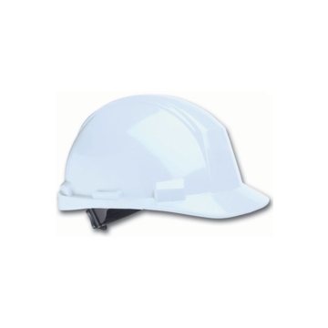 Casque de protection de la tête à bord avant, convient aux chapeaux de 6-1/2 à 8 po, blanc, PEHD, nylon à cliquet 4 points, classe E