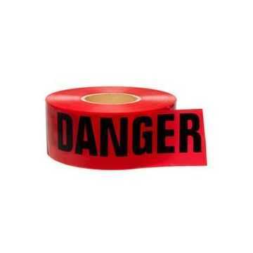 Barricade Tape, Black on Red, 3 in wd, 1000 ft lg, Danger, Low Density Polyethylene