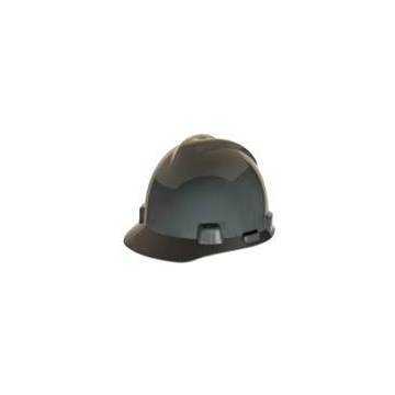 Slotted Hard Hat, Gray, Polyethylene, Ratchet, Class E