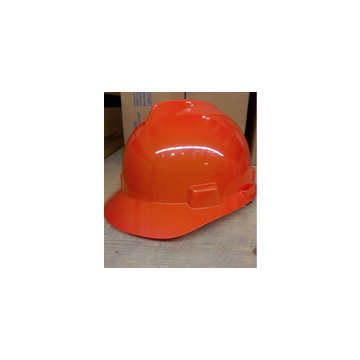 Casque rigide à fente, orange, polyéthylène, cliquet, classe E