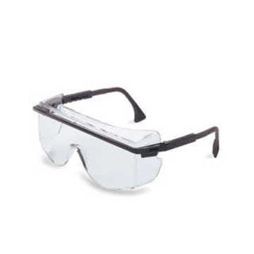 Safety Glasses, Medium, Anti-Fog, Clear, Frameless, OTG, Black