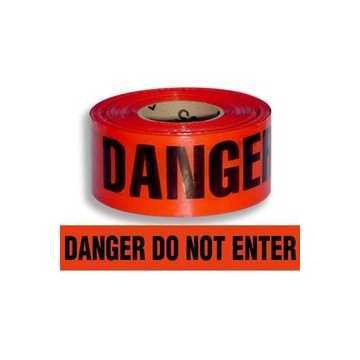 Barricade Tape, Black on Red, 3 in wd, 1000 ft lg, Danger Do Not Enter, Low Density Polyethylene