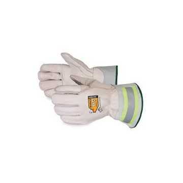 Gloves Deluxe Winter High Visibility Leather, White, Grain Horsehide