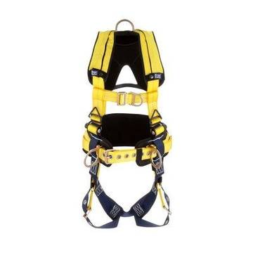 Positioning/Climbing Harness, Medium, 420 lb, Yellow, Repel Polyester, Construction, Vest, Zinc Plated Steel, Aluminum, Stainless Steel Torso Buckle, Stainless Steel Grommet Leg Buckle, Zinc Plated Steel Chest Buckle