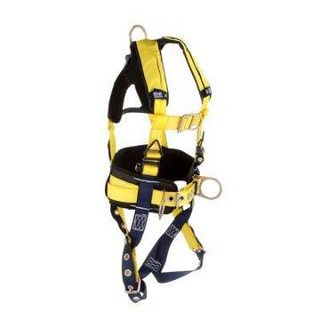 Positioning/Climbing Harness, Medium, 420 lb, Yellow, Repel Polyester, Construction, Vest, Zinc Plated Steel, Aluminum, Stainless Steel Torso Buckle, Stainless Steel Grommet Leg Buckle, Zinc Plated Steel Chest Buckle