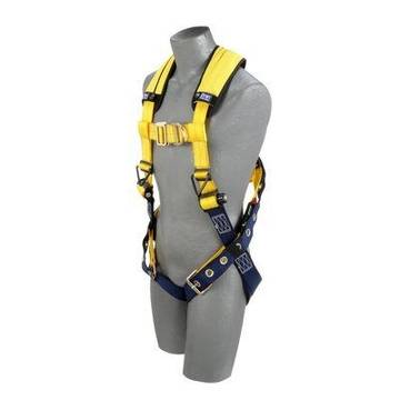 Climbing Harness, X-Large, 420 lb, Yellow, Repel Polyester, Vest, Zinc Plated Steel, Aluminum, Stainless Steel Torso Buckle, Stainless Steel Grommet Leg Buckle, Zinc Plated Steel Chest Buckle