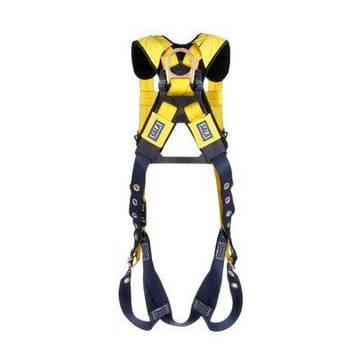 Climbing Harness, X-Large, 420 lb, Yellow, Repel Polyester, Vest, Zinc Plated Steel, Aluminum, Stainless Steel Torso Buckle, Stainless Steel Grommet Leg Buckle, Zinc Plated Steel Chest Buckle