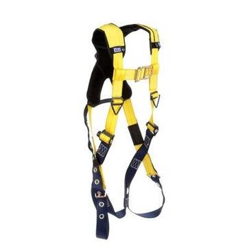 Climbing Harness, X-Large, 420 lb, Yellow, Repel Polyester, Vest, Zinc Plated Steel, Aluminum, Stainless Steel Torso Buckle, Stainless Steel Grommet Leg Buckle, Zinc Plated Steel Chest Buckle