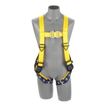 Harnais d'escalade, moyen, 420 lb, jaune, polyester repoussant, gilet, acier zingué, aluminium, boucle de torse en acier inoxydable, boucle de jambe à œillets en acier inoxydable, boucle de poitrine en acier zingué