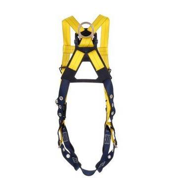 Climbing Harness, Medium, 420 lb, Yellow, Repel Polyester, Vest, Zinc Plated Steel, Aluminum, Stainless Steel Torso Buckle, Stainless Steel Grommet Leg Buckle, Zinc Plated Steel Chest Buckle