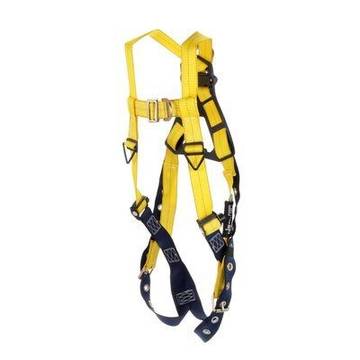 Climbing Harness, Medium, 420 lb, Yellow, Repel Polyester, Vest, Zinc Plated Steel, Aluminum, Stainless Steel Torso Buckle, Stainless Steel Grommet Leg Buckle, Zinc Plated Steel Chest Buckle