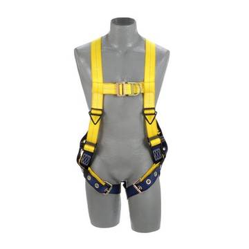 Harnais d'escalade de tour, grand, 420 lb, jaune, polyester repoussant, gilet, acier zingué, aluminium, boucle de torse en acier inoxydable, boucle de jambe à œillets en acier inoxydable, boucle de poitrine en acier zingué