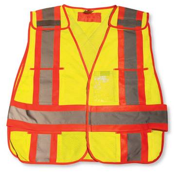 Traffic Safety Vest, Universal, Lime Green, Polyester, Class 2