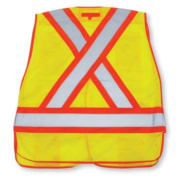 Traffic Safety Vest, Universal, Lime Green, Polyester, Class 2