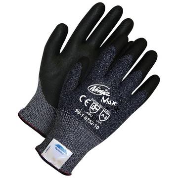 Gants enduits, No. 7, noir, support en fibre synthétique Dyneema 10 ga