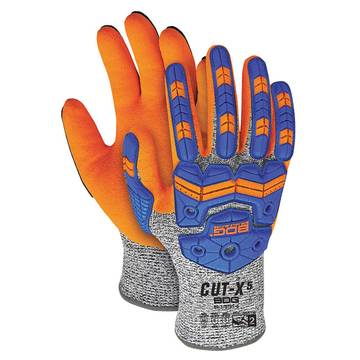 Gants haute visibilité/réfléchissants, enduits, gris, revêtement orange, support HPPE