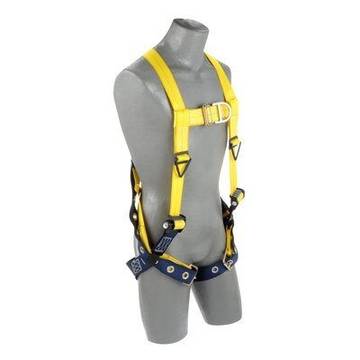 Climbing Harness, 2X-Large, 420 lb, Yellow, Repel Polyester, Vest, Zinc Plated Steel, Aluminum, Stainless Steel Torso Buckle, Stainless Steel Grommet Leg Buckle, Zinc Plated Steel Chest Buckle